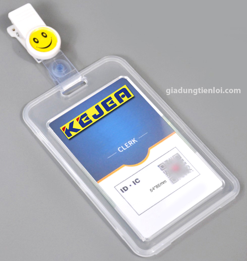 Thẻ nhựa cứng trong suốt ngang dọc+ kẹp thẻ nhân viên - thẻ bảng tên sinh viên