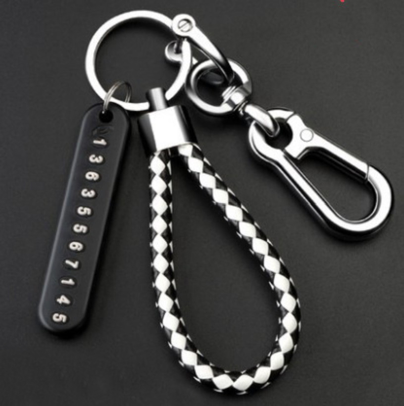 Móc treo khóa ô tô có bộ gắn số điện thoại chống mất