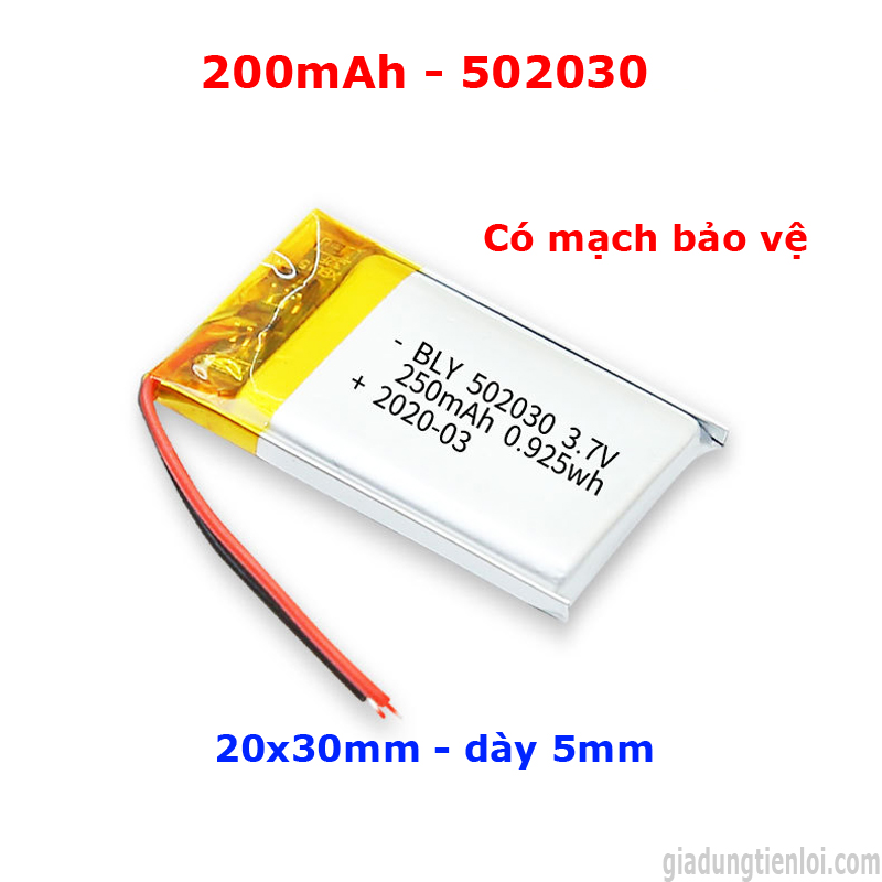 Pin sạc Lipo Polymer - Pin Lithium 3.7V  (có mạch bảo vệ sạc)