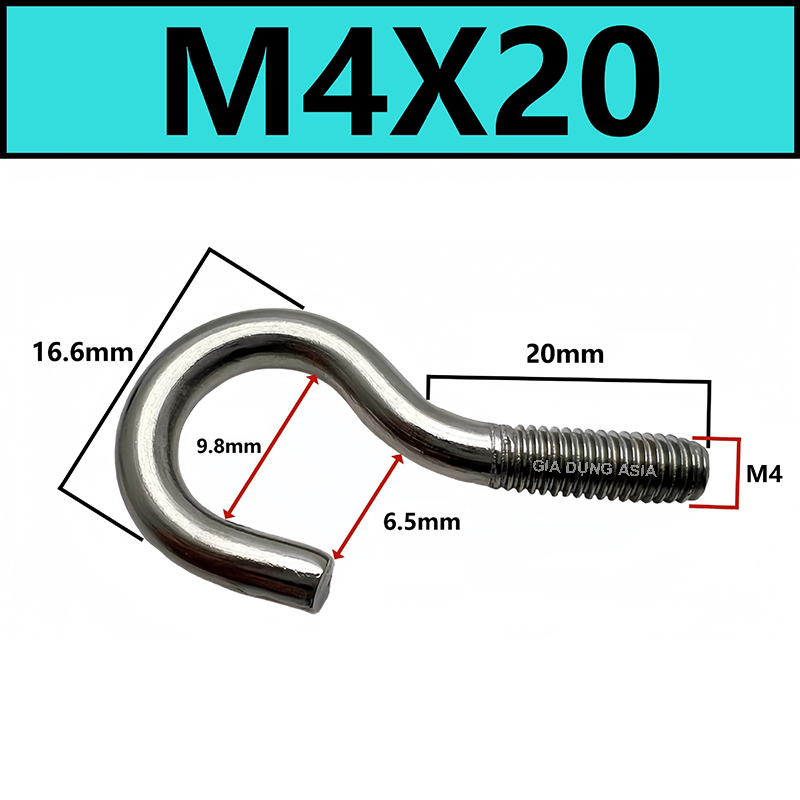 Vít móc dấu chấm hỏi mạ kẽm sáng bóng, vít treo đồ tiện dụng chắc chắn