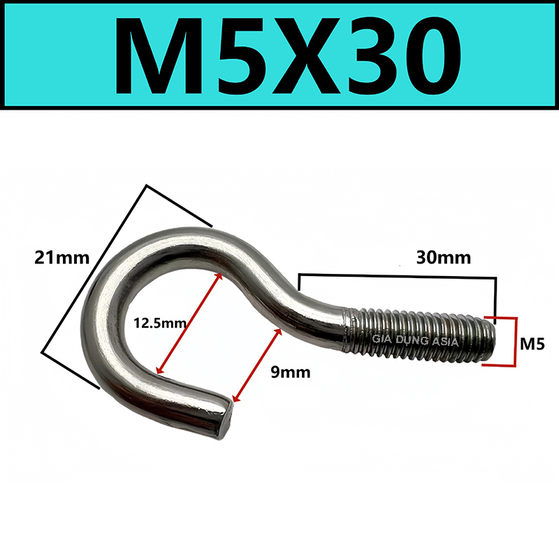 Vít móc dấu chấm hỏi mạ kẽm sáng bóng, vít treo đồ tiện dụng chắc chắn