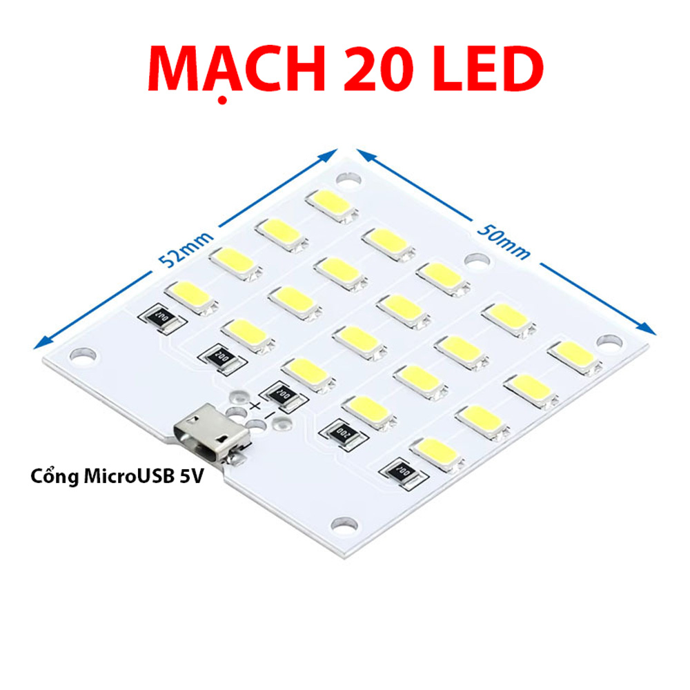 Bảng LED chiếu sáng 12/20 Led đầu vào MicroUSB 5V