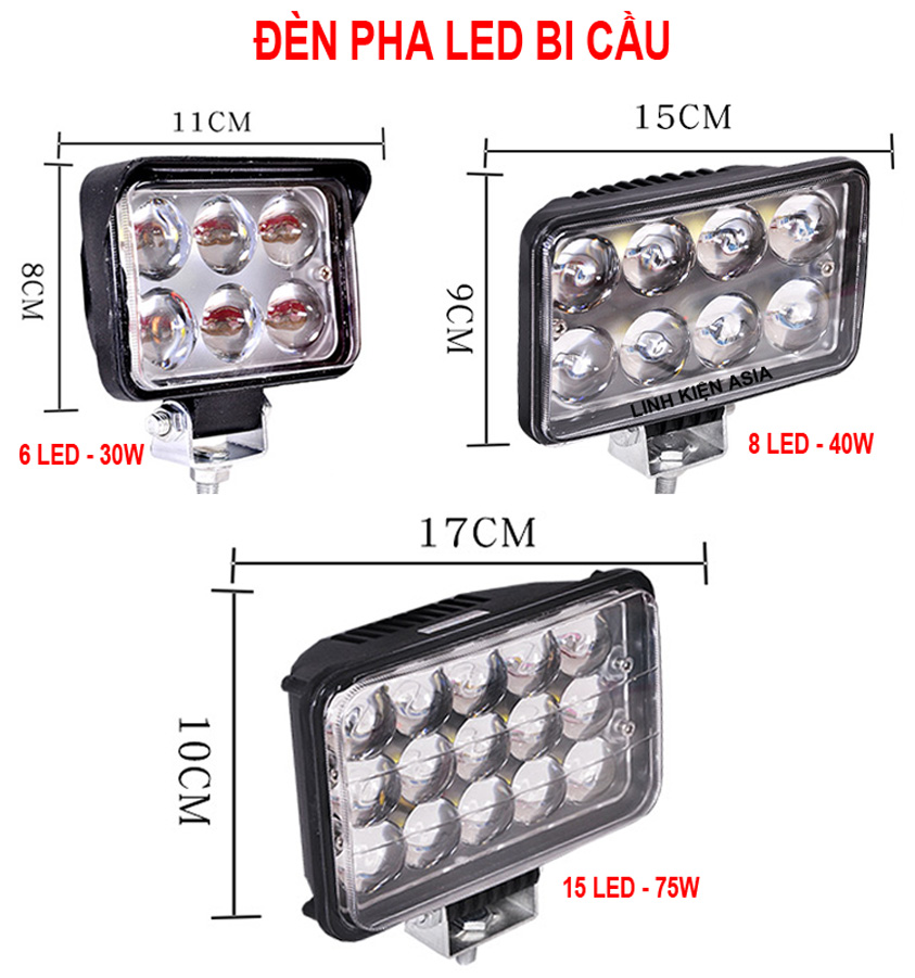 Đèn pha led ánh sáng trắng 12-24V siêu sáng gắn ô tô – xe nâng - đèn trợ sáng xe tải