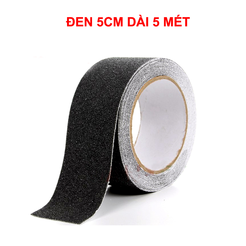 Cuộn băng keo chống trượt ĐEN, VÀNG SỌC ĐEN 5Mx5CM cho cầu thang - dán nền chống trơn trượt 5 mét