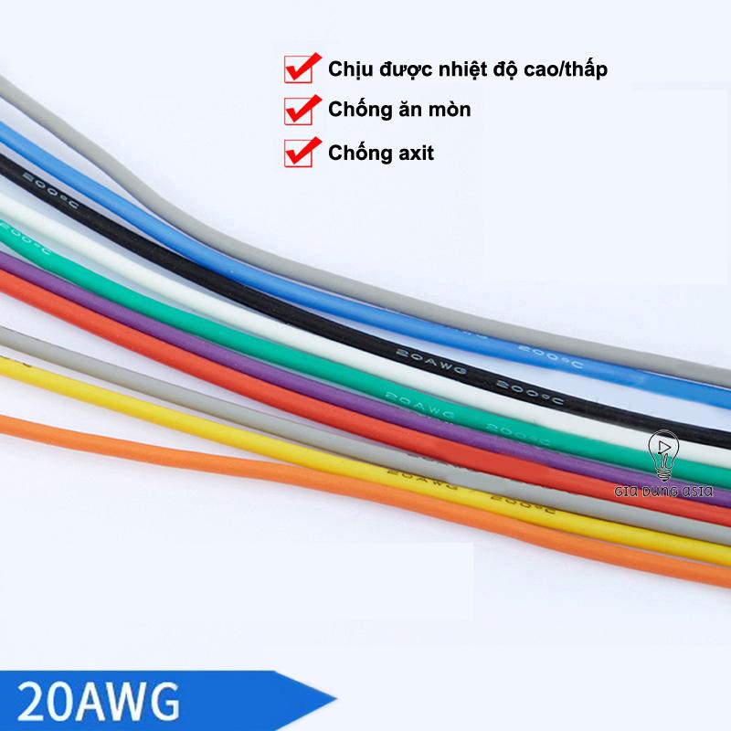 5 Mét Dây điện chống cháy 20AWG tiết diện 0,5mm vuông - vỏ silicon siêu bền