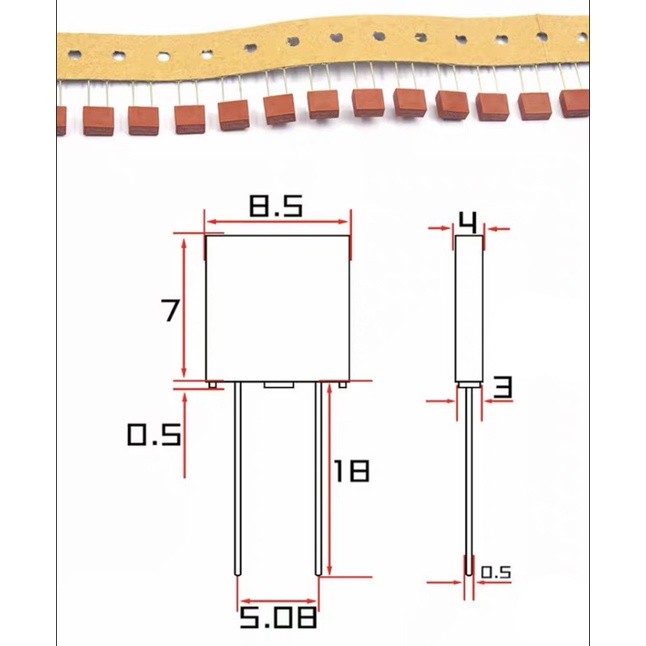Combo 10 Cầu chì 250V kích thước 8*4*8mm