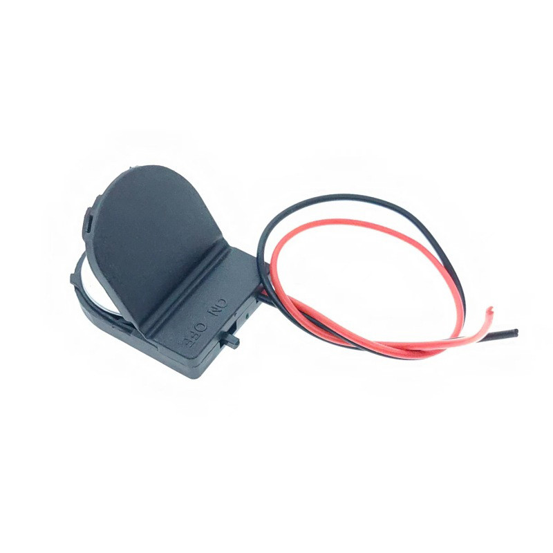Combo 5 Đế nhựa gắn pin nút có công tắc CR2032 có dây và nắp đậy, hộp đựng pin cút áo