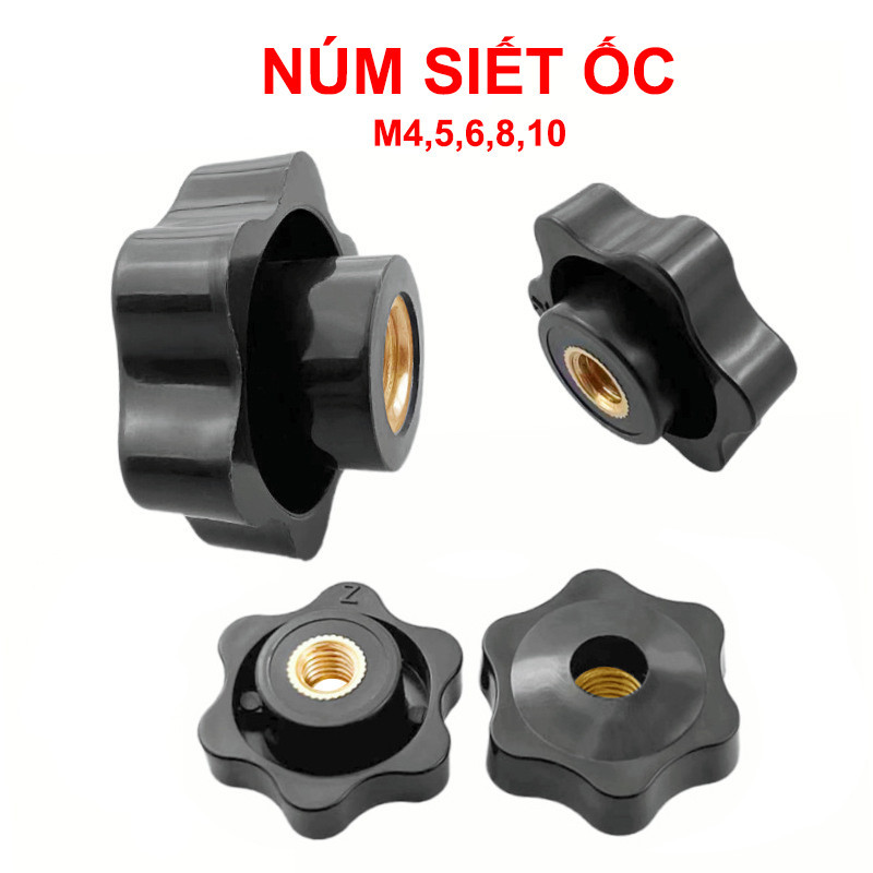 Combo 5 Núm siết ốc hình cánh hoa ren M4M5M6M8M10 lõi đồng