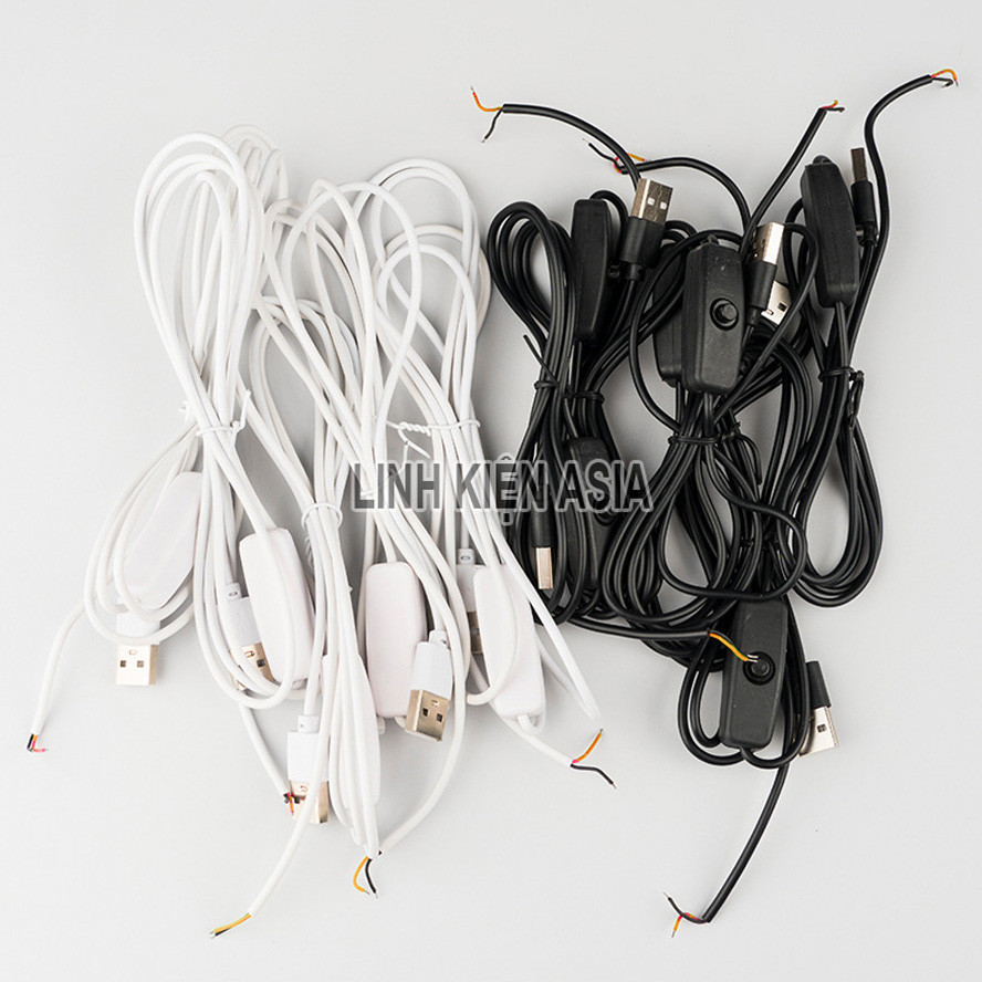 Combo 5 Dây USB 2 lõi có công tắc dùng cho đèn LED để bàn