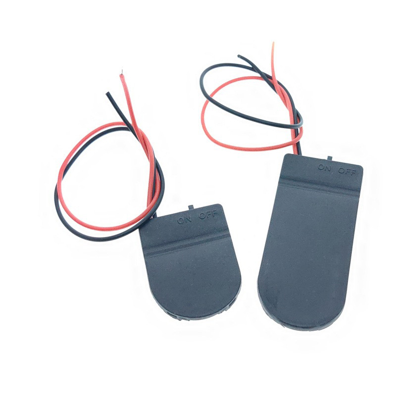 Combo 5 Đế nhựa gắn pin nút có công tắc CR2032 có dây và nắp đậy, hộp đựng pin cút áo