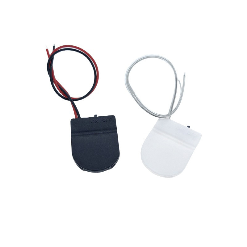 Combo 5 Đế nhựa gắn pin nút có công tắc CR2032 có dây và nắp đậy, hộp đựng pin cút áo
