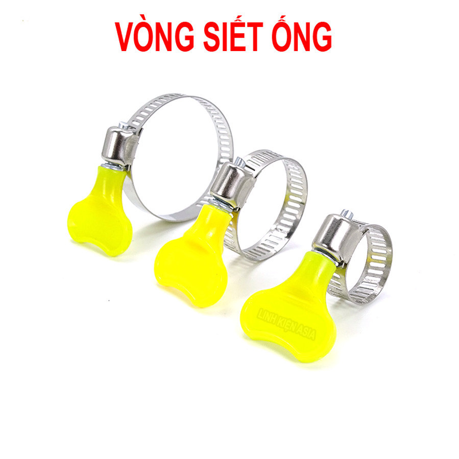 Combo 5 Vòng siết ống inox mạ kẽm - cổ dê có núm vặn màu vàng