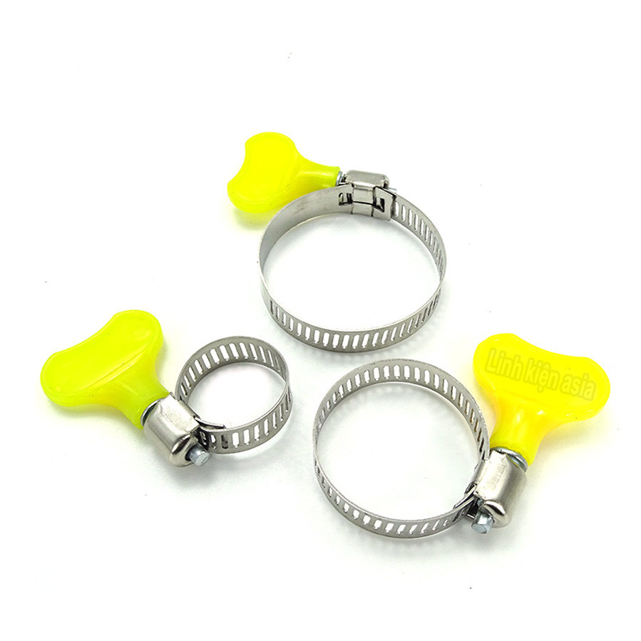 Combo 5 Vòng siết ống inox mạ kẽm - cổ dê có núm vặn màu vàng