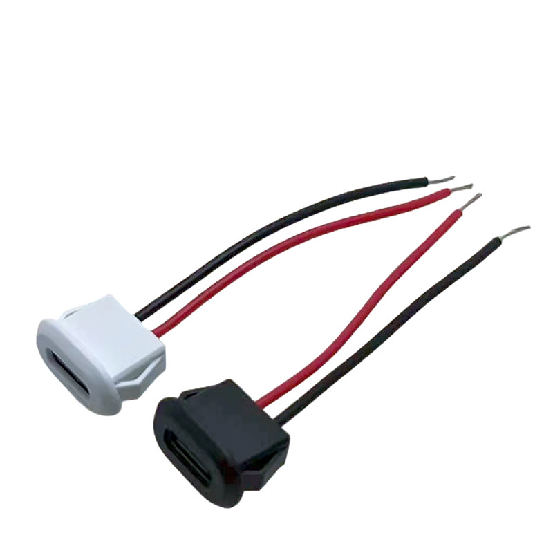 5 Giắc cái TypeC dài 10cm 2 dây, cổng sạc typeC khoét lỗ 14x5mm