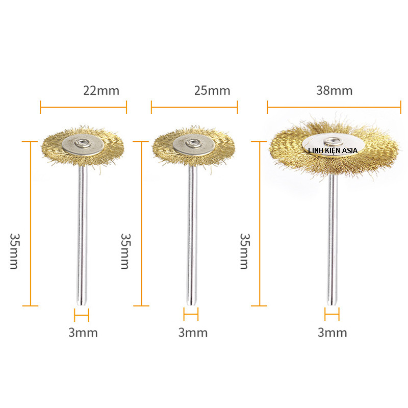 Combo 5 Bàn chải dây đồng gắn máy khoan mini dùng đánh bóng