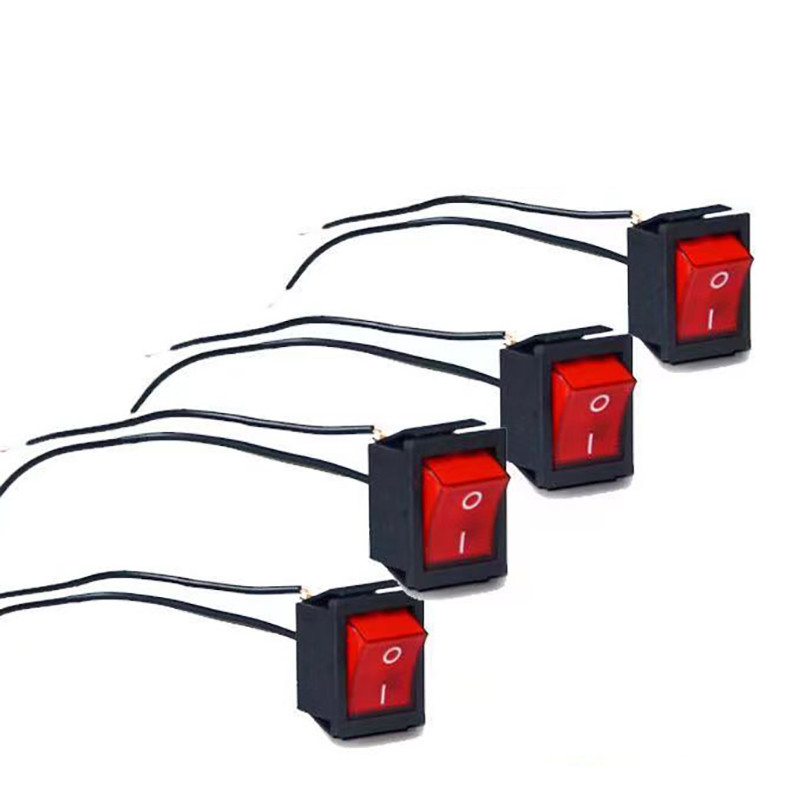 Combo 5 Công tắc to đen đỏ 25x32mm - khoét lỗ 22x30mm