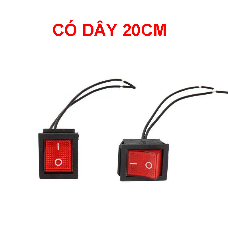 Combo 5 Công tắc to đen đỏ 25x32mm - khoét lỗ 22x30mm