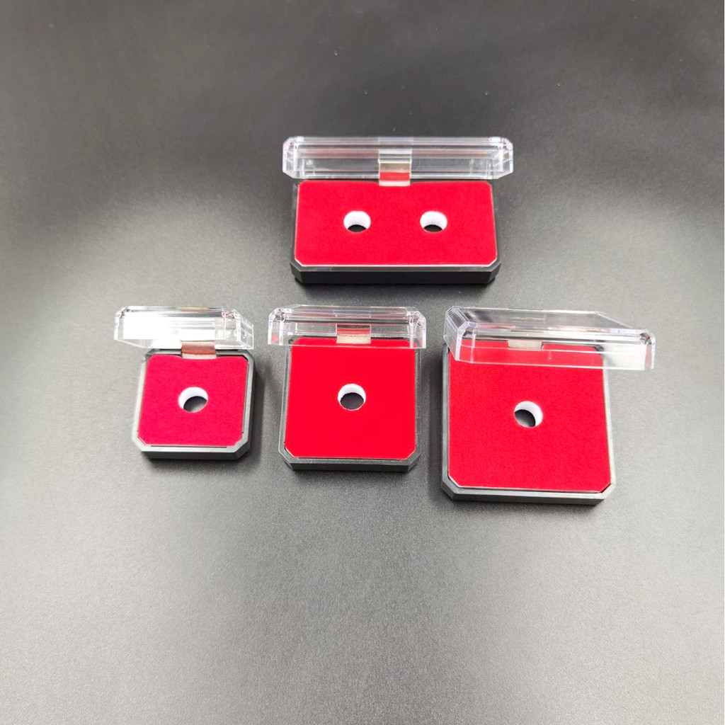 Combo 4 Hộp Mica (bản lề lò xo) đựng huy hiệu có lót xốp đỏ, hộp dày nắp chắc chắn