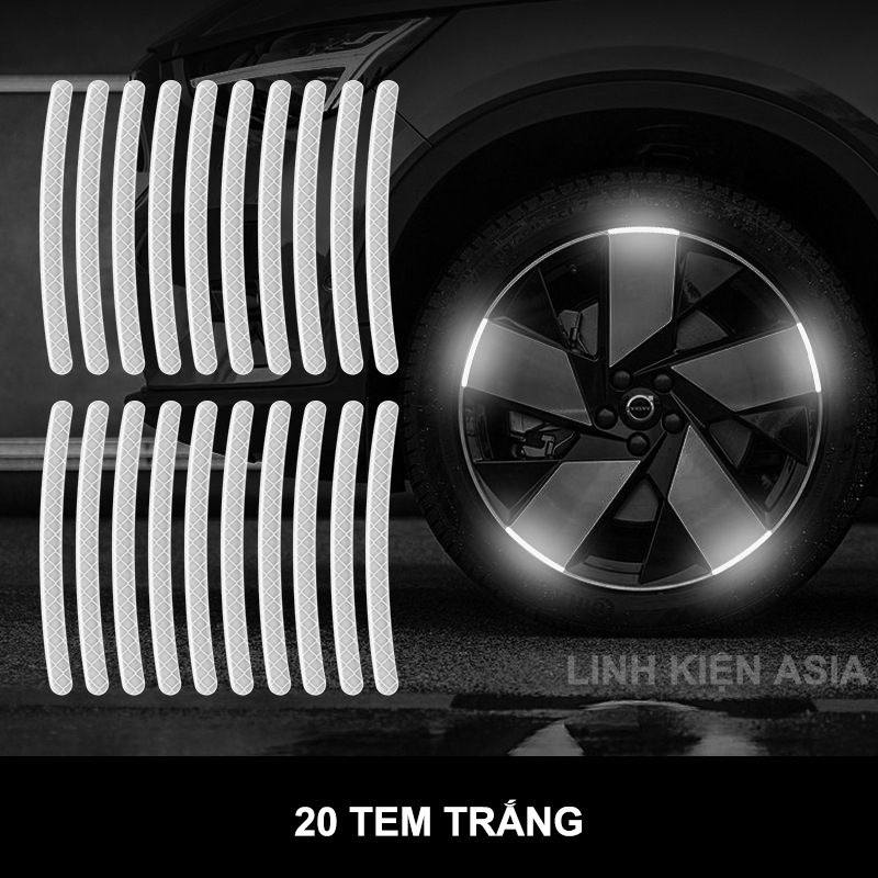 Combo 20 miếng dán decal phản quang bánh xe máy, xe ô tô