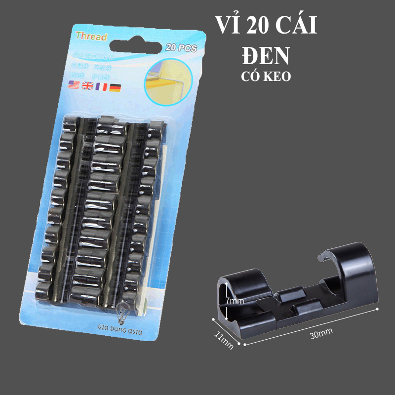 Combo 20 Nẹp Dây Điện Dán Tường Siêu Dính