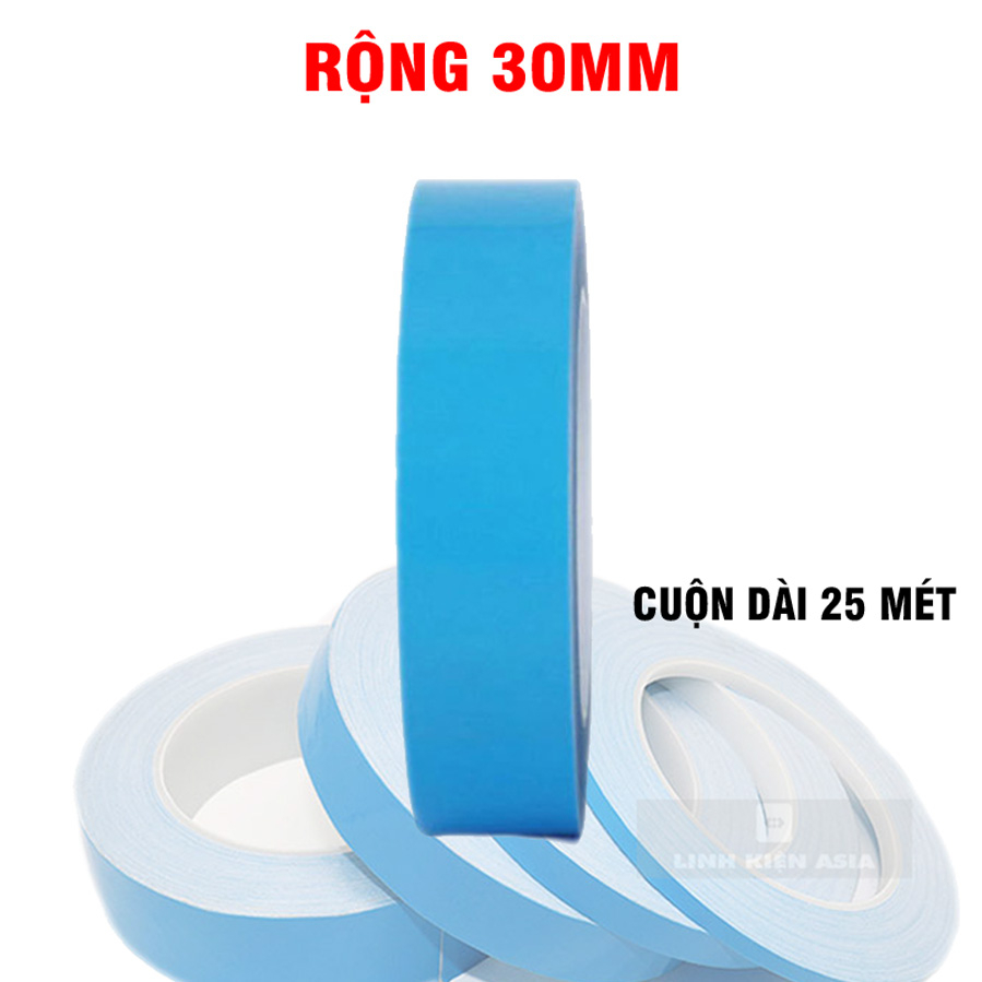 Cuộn băng keo 2 mặt DẪN NHIỆT dài 25 mét dán linh kiện, đèn LED