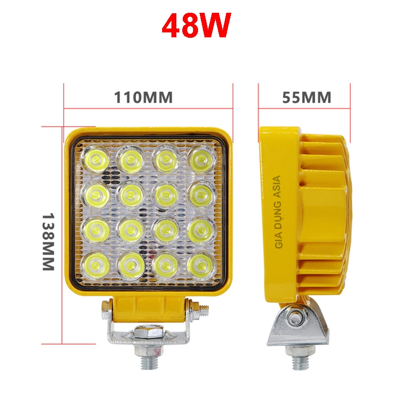 Đèn pha led 12-80V 27W (9 bóng led) dùng cho xe hơi, xe nâng, xe xúc