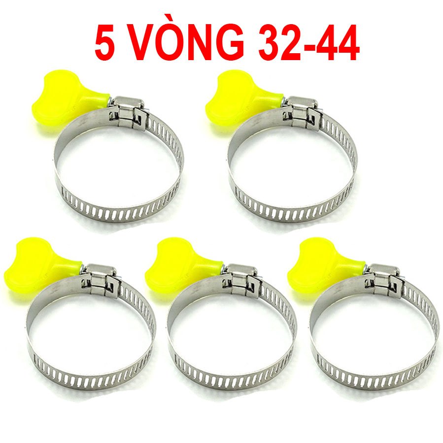 Combo 5 Vòng siết ống inox mạ kẽm - cổ dê có núm vặn màu vàng
