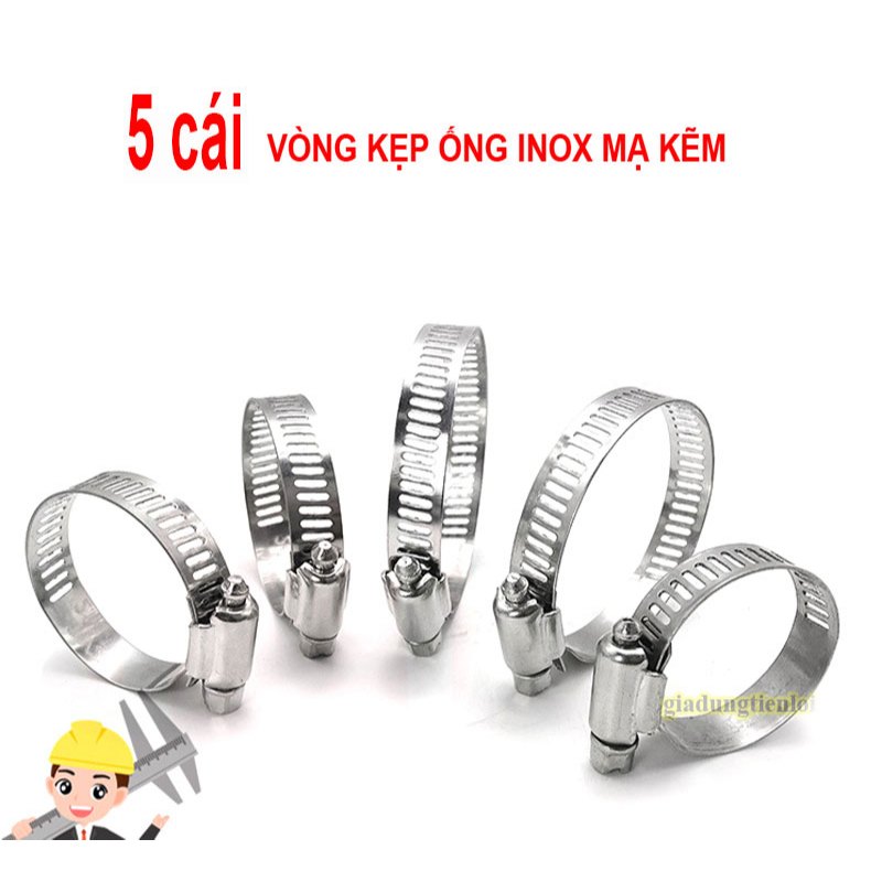 Combo 5 Vòng siết ống - cổ dê- vòng đai siết inox mạ kẽm