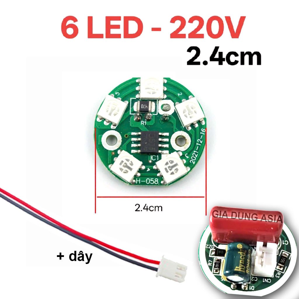 Mạch 6 led RGB nhiều màu sắc điện áp 220V chế đèn sen, đèn cúng, đèn bàn nhỏ