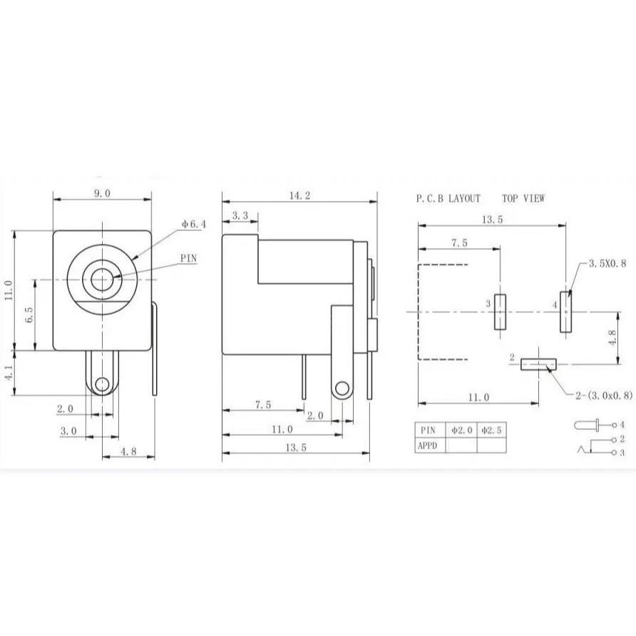 Combo 10 giắc cắm nguồn DC-005 5.5x2.1mm - giắc cái chân hàn