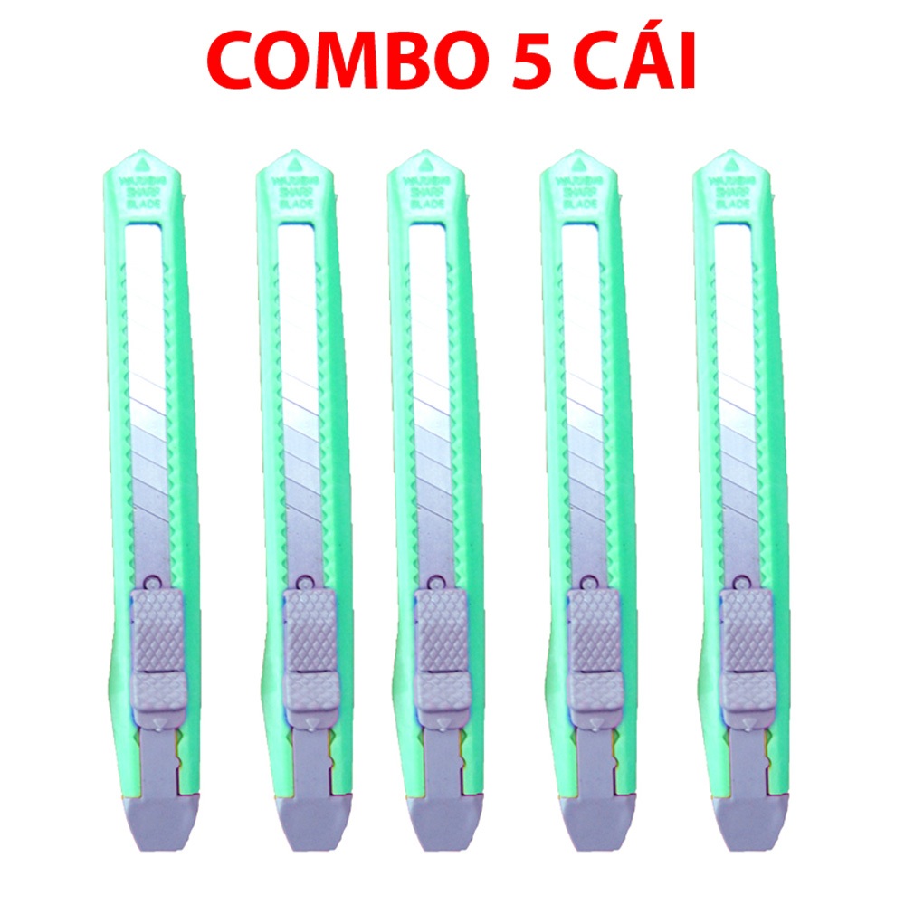 Combo 5 cái Dao rọc giấy mini nhỏ gọn tiện lợi cán nhựa an toàn chọn màu sắc