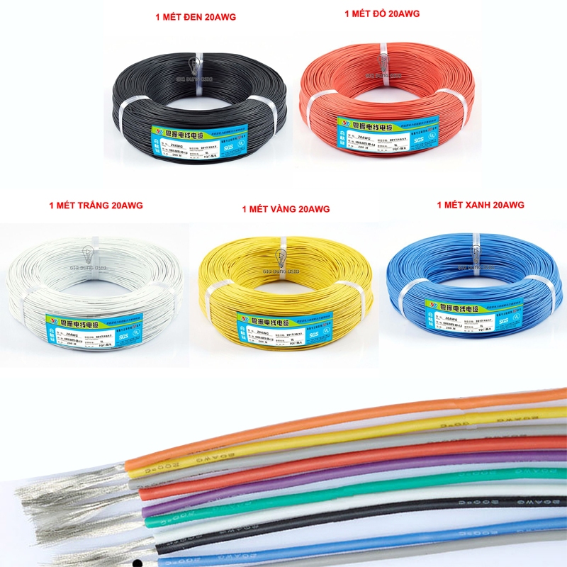 5 Mét Dây điện chống cháy 20AWG tiết diện 0,5mm vuông - vỏ silicon siêu bền