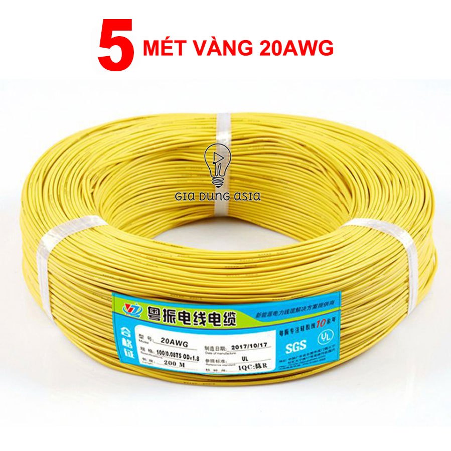 5 Mét Dây điện chống cháy 20AWG tiết diện 0,5mm vuông - vỏ silicon siêu bền