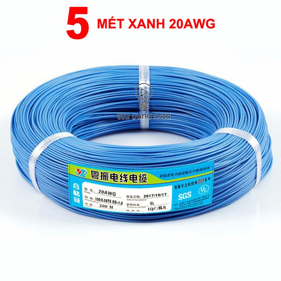 5 Mét Dây điện chống cháy 20AWG tiết diện 0,5mm vuông - vỏ silicon siêu bền
