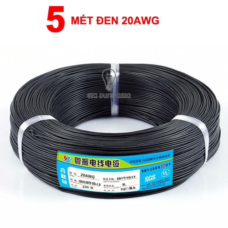 5 Mét Dây điện chống cháy 20AWG tiết diện 0,5mm vuông - vỏ silicon siêu bền