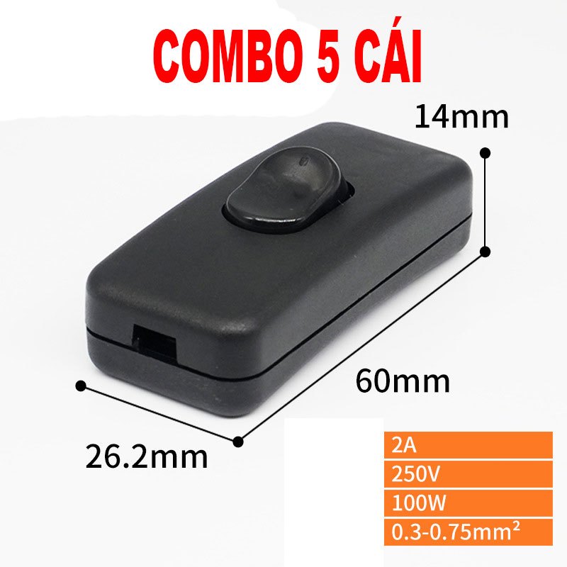 Combo 5 Công tắc đèn bàn 303D điện áp 110-220V nhỏ gọn dễ lắp đặt