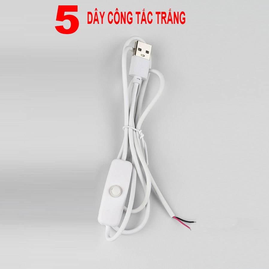 Combo 5 Dây USB 2 lõi có công tắc dùng cho đèn LED để bàn