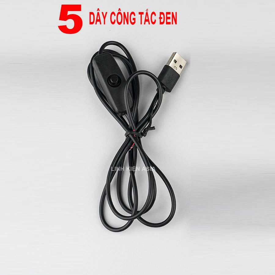 Combo 5 Dây USB 2 lõi có công tắc dùng cho đèn LED để bàn