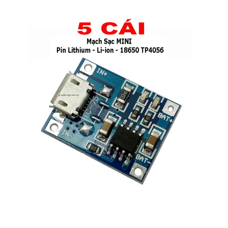 Combo 5 Mạch Sạc Pin Lithium - Li-ion - 18650 TP4056