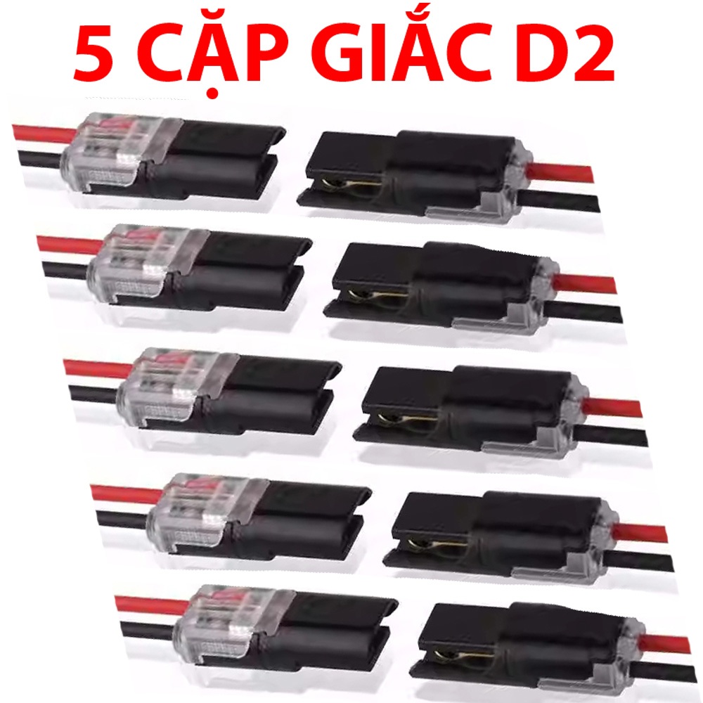 5 Cặp giắc nối nhanh mini D2 kết nối đèn LED không cần hàn kết nối dây 22AWG-18AWG
