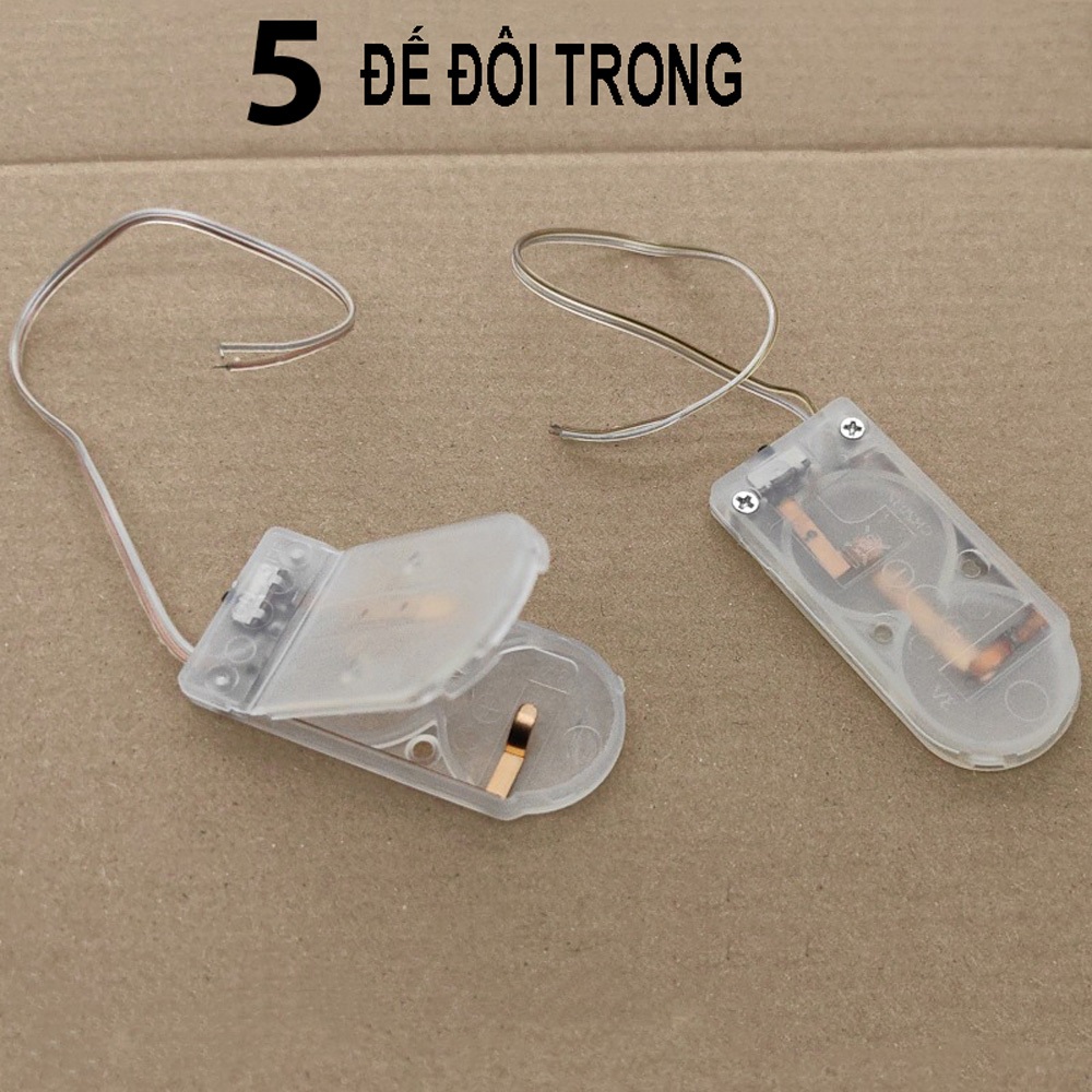 Combo 5 Đế nhựa gắn pin nút có công tắc CR2032 có dây và nắp đậy, hộp đựng pin cút áo