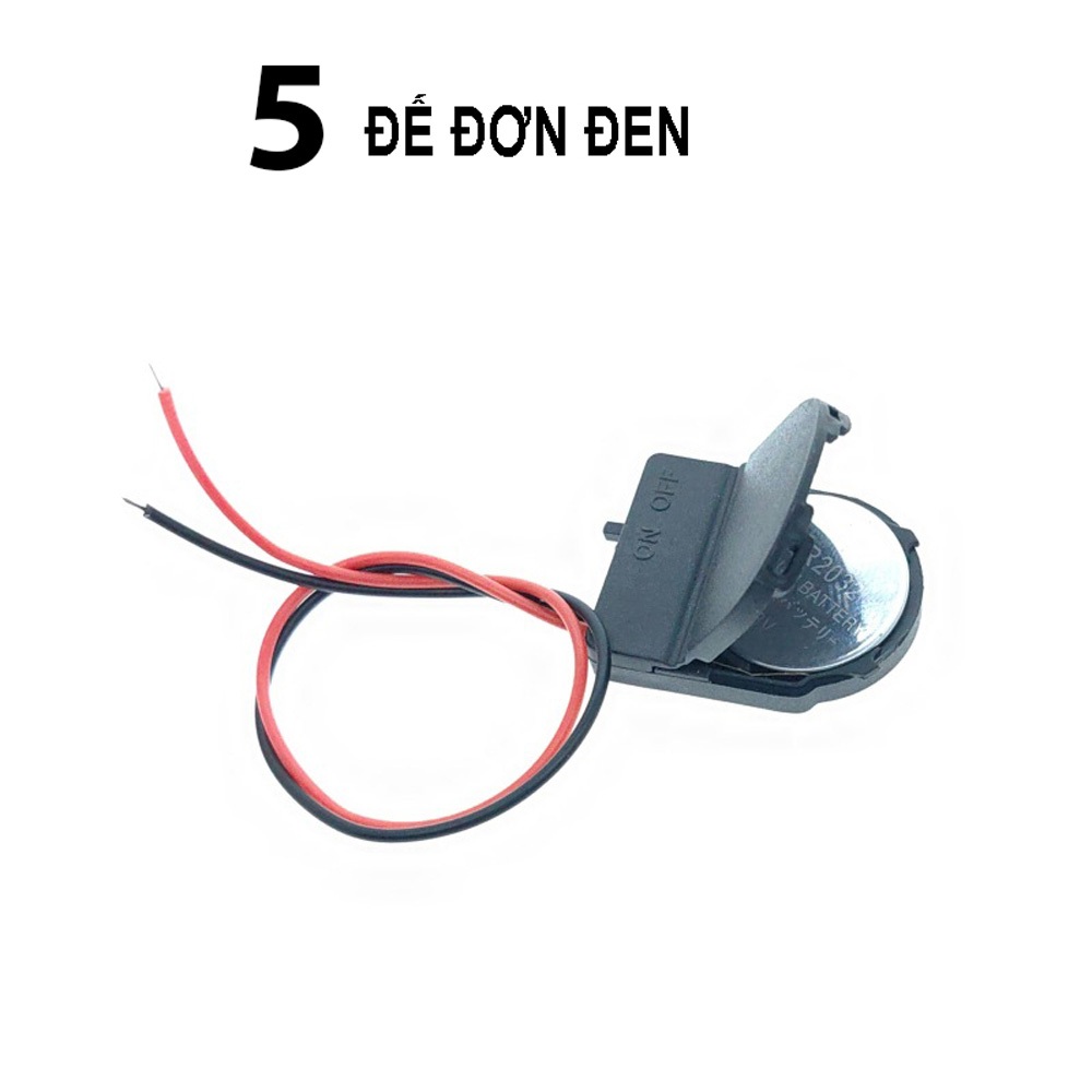 Combo 5 Đế nhựa gắn pin nút có công tắc CR2032 có dây và nắp đậy, hộp đựng pin cút áo