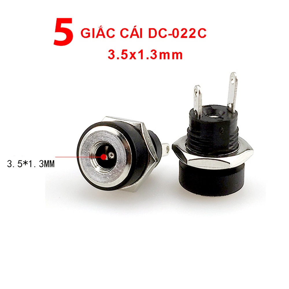 Giắc sạc DC-022B 5.5x2.1mm DC-022C 3.5x1.3mm phi 7.5mm