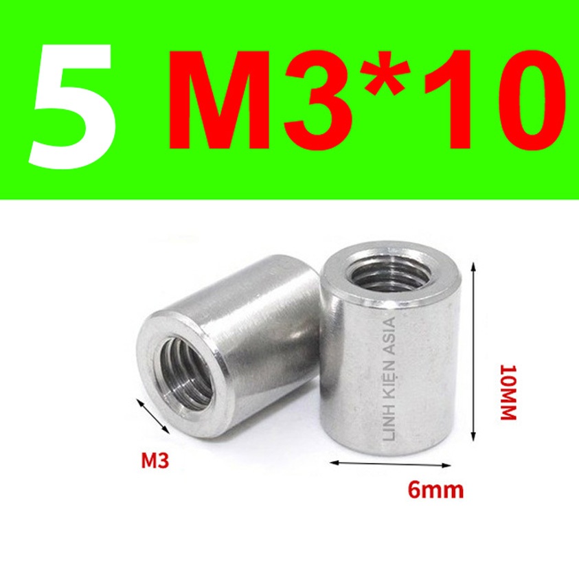 Combo 5 Khớp NỐI TRÒN nối ren trong inox 304 gia công chính xác