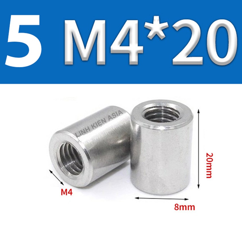 Combo 5 Khớp NỐI TRÒN nối ren trong inox 304 gia công chính xác