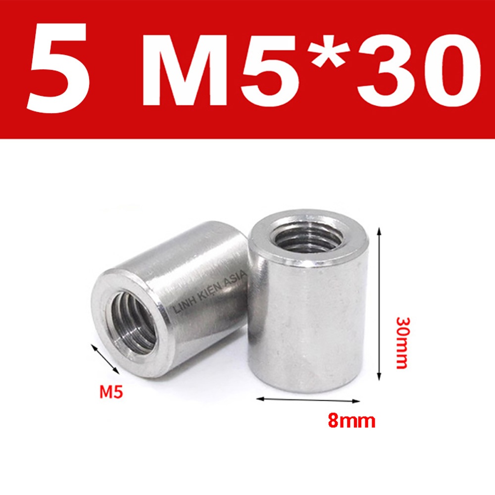 Combo 5 Khớp NỐI TRÒN nối ren trong inox 304 gia công chính xác
