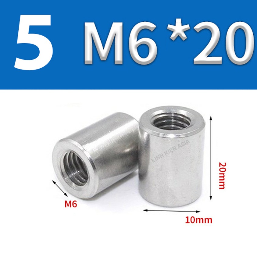 Combo 5 Khớp NỐI TRÒN nối ren trong inox 304 gia công chính xác