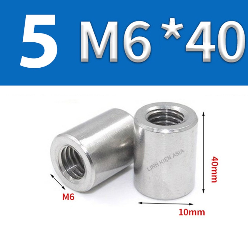 Combo 5 Khớp NỐI TRÒN nối ren trong inox 304 gia công chính xác