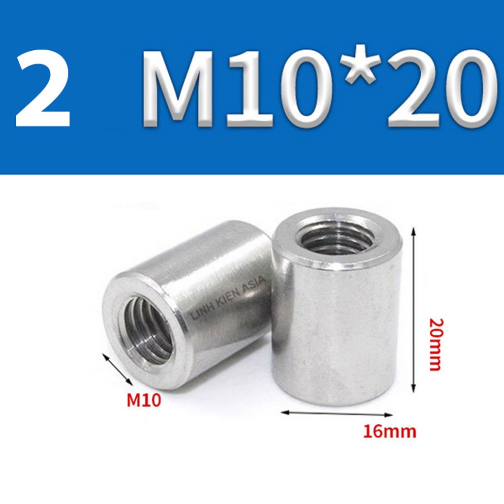 Combo 5 Khớp NỐI TRÒN nối ren trong inox 304 gia công chính xác