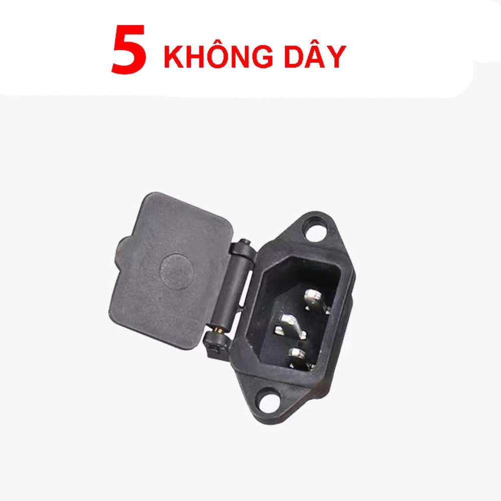 Combo 5 Ổ cắm điện có nắp AC-04, ổ cắm ba chấu ba lõi lớn có tai, bằng đồng 10A 250V